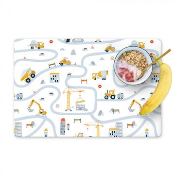 Tischset - Kinder - Baustelle - Kran - Traktor - Muster - 6 Stück