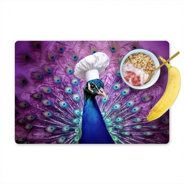 Tischset - Pfau - Kochmütze - Cool - Lila - 6 Stück