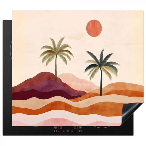 Herdabdeckplatte - Palmen - Abstrakt - Sonne - Hügel