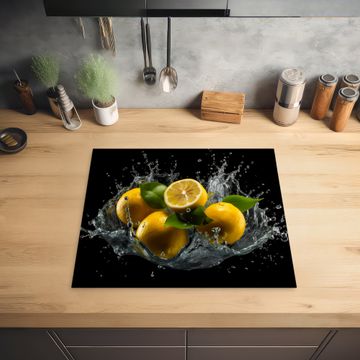 Herdabdeckplatte - Zitrone - Obst - Gelb - Schwarz