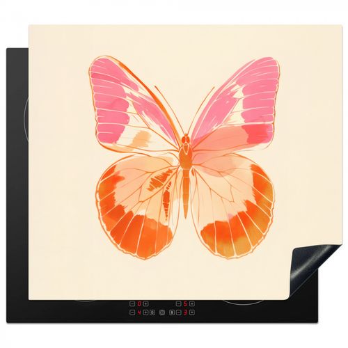 Herdabdeckplatte - Orange - Schmetterling - Minimalistisch