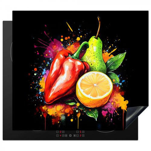 Herdabdeckplatte - Paprika - Birne - Zitrone - Graffiti - Farbe - Abstrakt