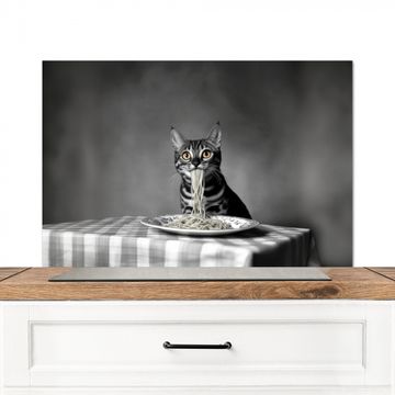 Spritzschutz Küche - Bengalisch - Katze - Tischtuch - Schwarz - Weiß - Tier