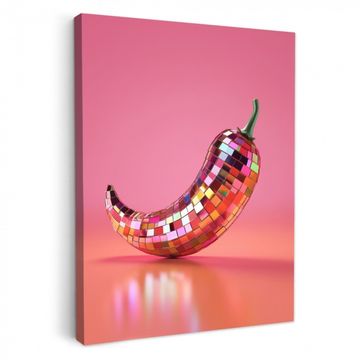 Leinwandbilder - Paprika - Disco - Rot - Glitzer