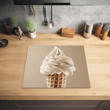 Herdabdeckplatte - Eiscreme - Softeis - Cremig - Horn - Beige