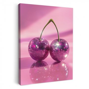 Leinwandbilder - Glitzer - Discokugel - Rosa - Kirsche