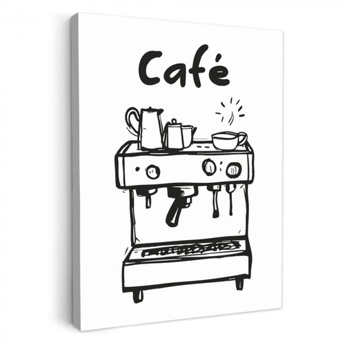 Leinwandbilder - Illustration - Cafe - Kaffeemaschine - Tassen