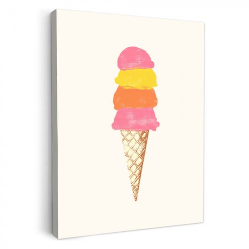 Leinwandbilder - Schaufel Eiscreme - Hörner - Illustration - Minimalistisch
