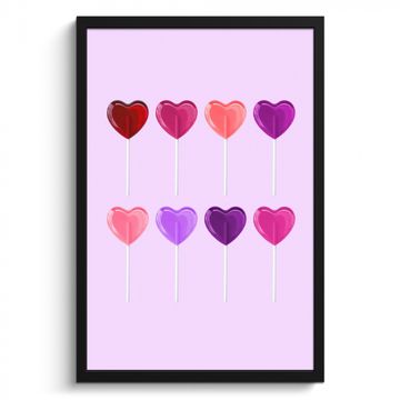 Bilder mit Rahmen - Lutscher - Herz - Rosa - Bonbon