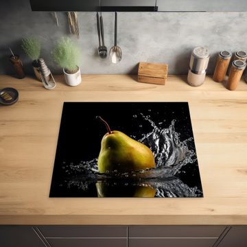 Herdabdeckplatte - Birne - Obst - Wasser - Schwarz