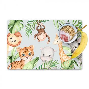Tischset - Aquarell - Tiere - Kinder - Pflanzen - 6 Stück