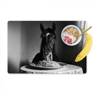 Tischset - Pferd - Teller - Pasta - Tischtuch - Schwarz und weiß - Tiere - 6 Stück