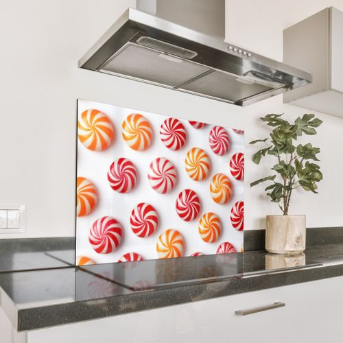 Spritzschutz Küche - Süßigkeiten - Muster - Rot - Orange