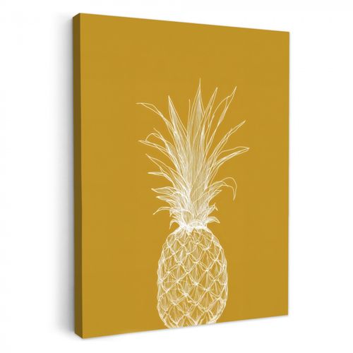 Leinwandbilder - Strich-Illustration - Ananas - Blattkrone - Ockergelb