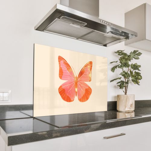 Spritzschutz Küche - Schmetterling - Minimalistisch - Rosa