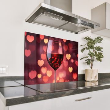 Spritzschutz Küche - Rot - Wein - Herzen