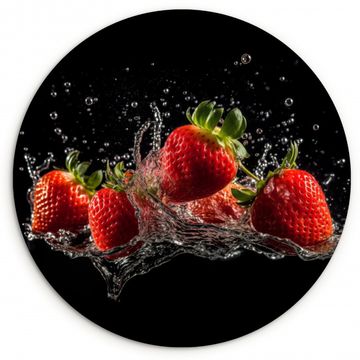 Runde Bilder - Erdbeeren - Obst - Rot - Wasser - Schwarz
