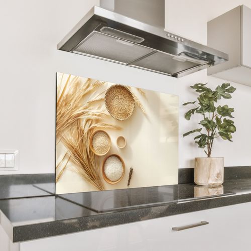 Spritzschutz Küche - Müsli - Holz - Schale - Beige