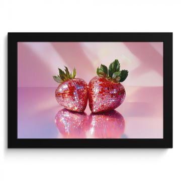 Bilder mit Rahmen - Disco - Obst - Glitzer - Erdbeere