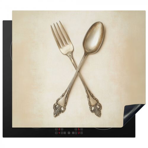 Herdabdeckplatte - Beige - Vintage - Besteck