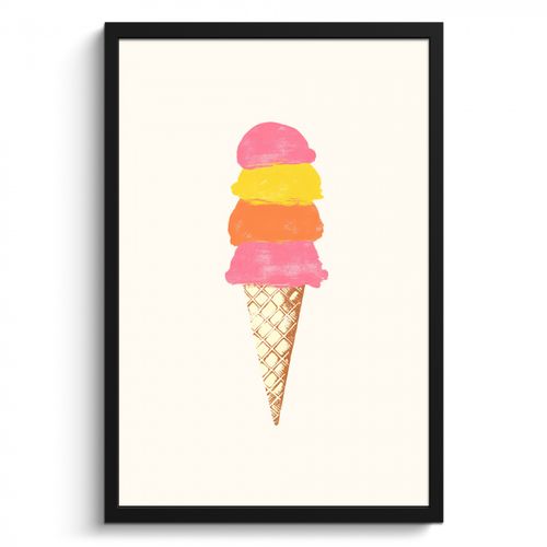 Bilder mit Rahmen - Schaufel Eiscreme - Hörner - Illustration - Minimalistisch