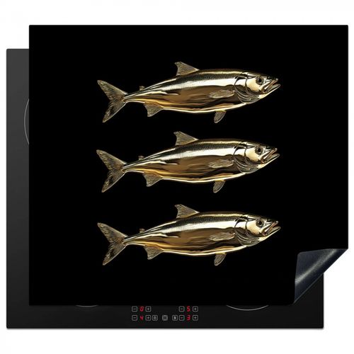 Herdabdeckplatte - Fische - Gold - Schwarz