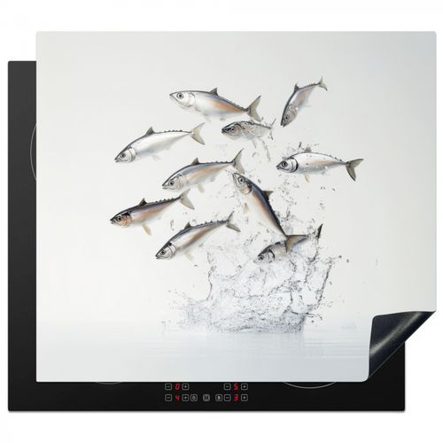 Herdabdeckplatte - Fisch - Wasser - Weiß
