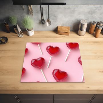 Herdabdeckplatte - Lutscher - Herzen - Rosa
