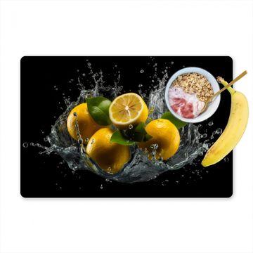 Tischset - Zitrone - Obst - Gelb - Schwarz - 6 Stück