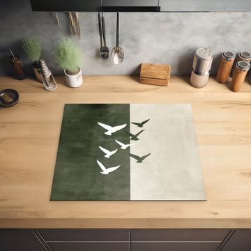 Herdabdeckplatte - Japandi - Vogel - Grün