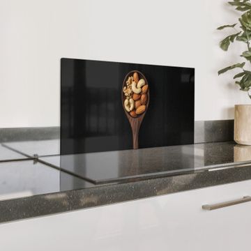 Spritzschutz Küche - Holz - Walnuss - Schwarz
