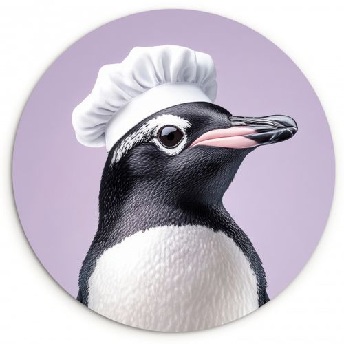 Runde Bilder - Pinguin - Kochmütze - Süß - Lila