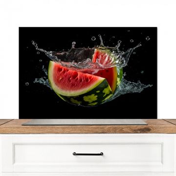 Spritzschutz Küche - Wassermelone - Schwarz - Wasser - Obst - Melone