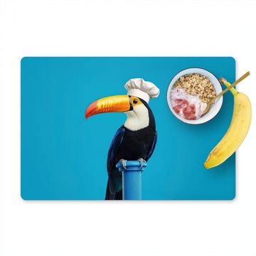 Tischset - Tukan - Sockel - Vogel - Kochmütze - 6 Stück