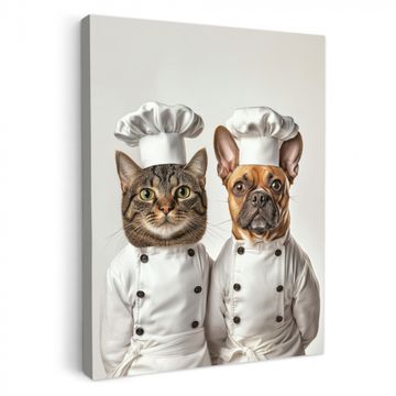 Leinwandbilder - Katze - Hund - Kochkleidung