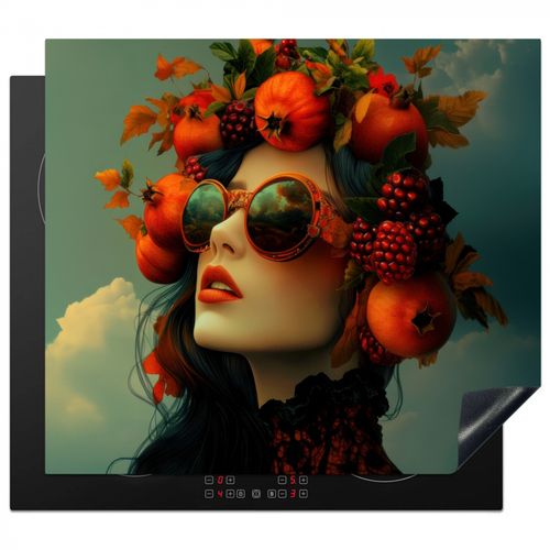 Herdabdeckplatte - Frau - Granatapfel - Herbst - Sonnenbrille