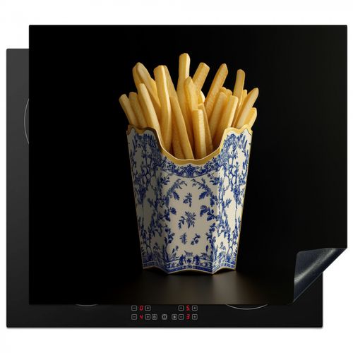 Herdabdeckplatte - Pommes frites - Porzellan - Delfter Blau - Lebensmittel