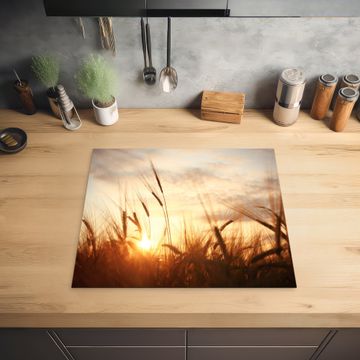 Herdabdeckplatte - Sonnenuntergang durch den Weizen