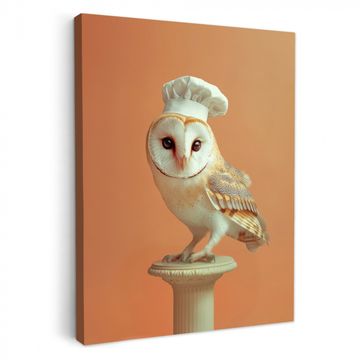 Leinwandbilder - Schleiereule - Kochmütze - Orange - Vogel