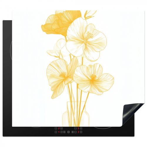 Strichzeichnung - Blumen - Gelb - Vase