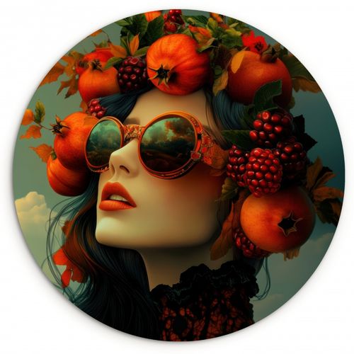 Frau - Granatapfel - Herbst - Sonnenbrille