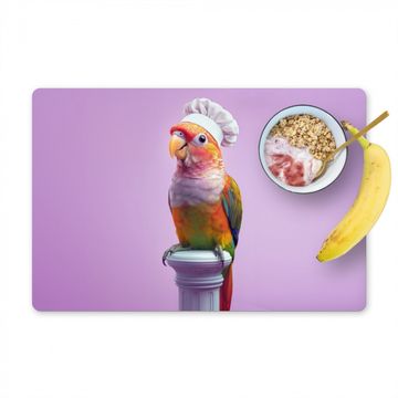 Tischset - Papagei - Kochmütze - Säule - Vogel - 6 Stück