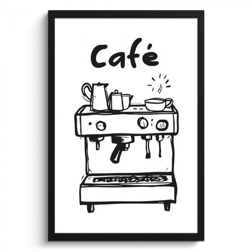 Bilder mit Rahmen - Illustration - Cafe - Kaffeemaschine - Tassen