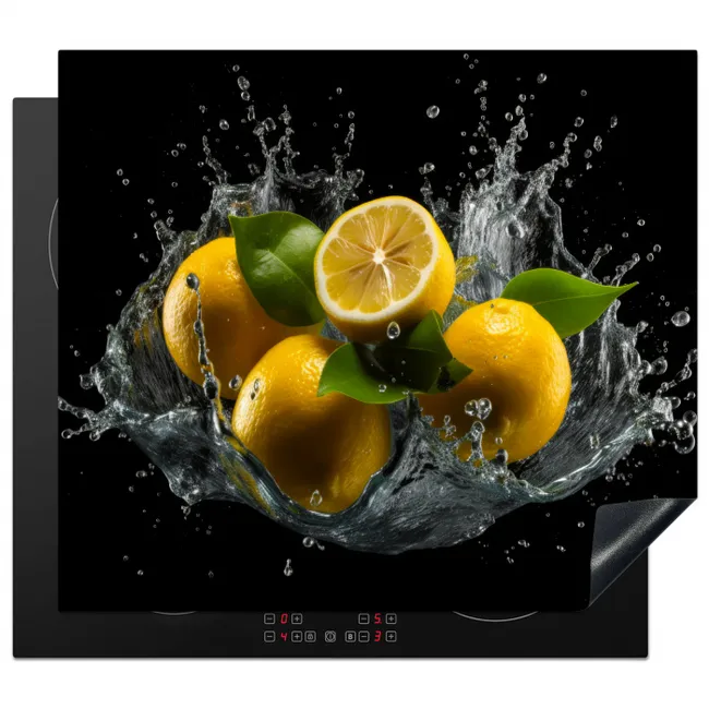 Herdabdeckplatte - Zitrone - Obst - Gelb - Schwarz