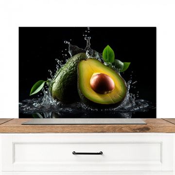 Spritzschutz Küche - Avocado - Gemüse - Blatt - Wasser - Schwarz - Grün