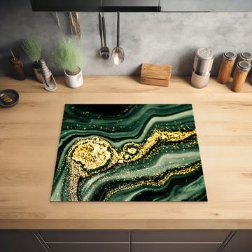 Herdabdeckplatte - Goldener Sturm auf grünem Marmor