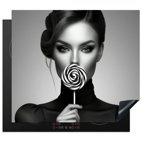 Herdabdeckplatte - Frau - Lolly - Schwarz