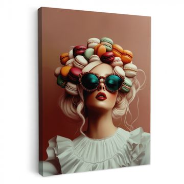 Leinwandbilder - Frau - Makronen - Brille