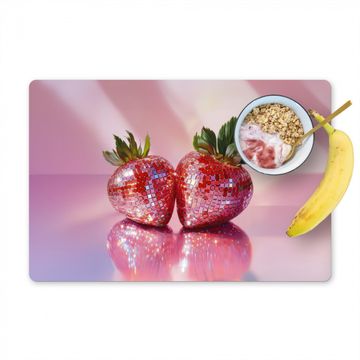 Tischset - Disco - Obst - Glitzer - Erdbeere - 6 Stück