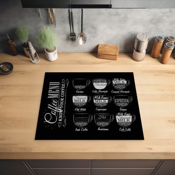 Herdabdeckplatte - Schwarz-weiße Speisekarte von Coffee Specialties